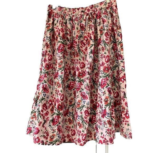 Vintage Eagle's Eye Floral Prairie Midi Skirt Size Large Button Front Linen - Picture 6 of 7